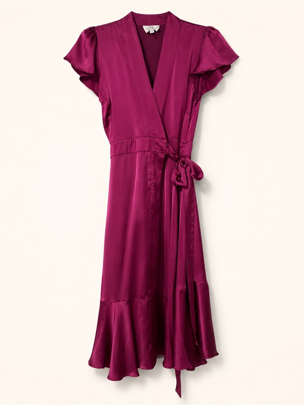 Elegant Fuschia Wrap Midi Dress with Tie Waist